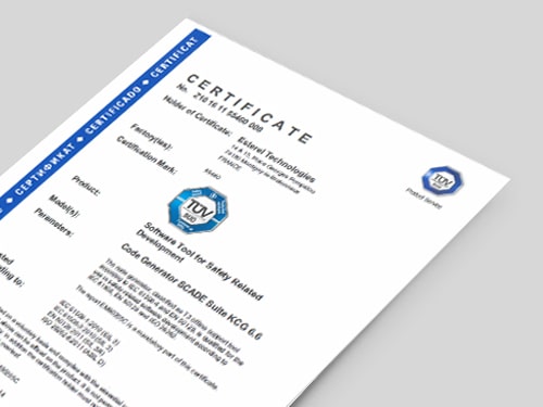 Сертификат соответствия TÜV SÜD Product Service для Ansys SCADE Suite KCG 6.6